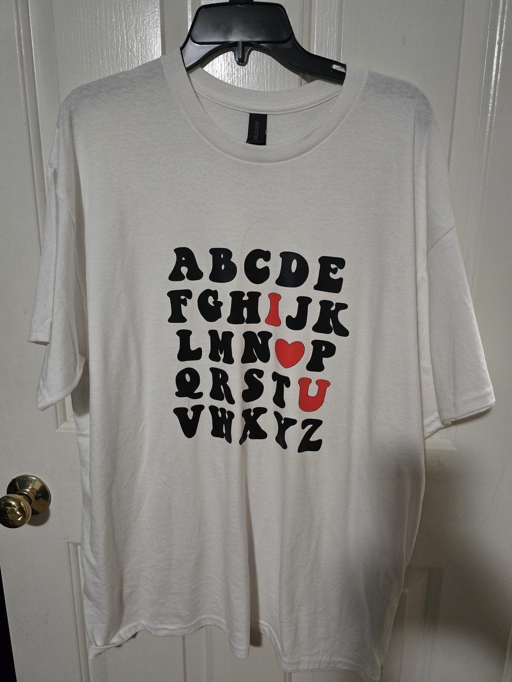 White Graphic Alphabet Tee with Red Accent